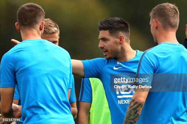 Bruno Fornaroli of Melbourne City speaks to players during a Melbourne City FC A-League training session at City Football Academy on March 15, 2018...