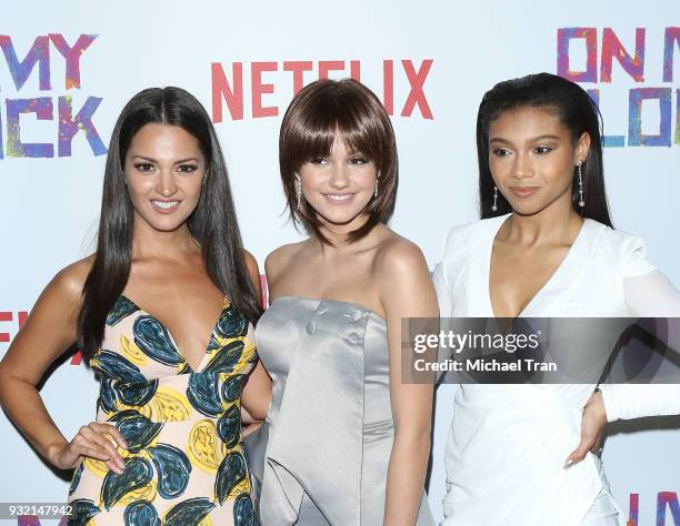 Paula Garces, Ronni Hawk and Sierra Capri arrive to the Los Angeles premiere of Netflix's "On My Block" held at NETFLIX on March 14, 2018 in Los...