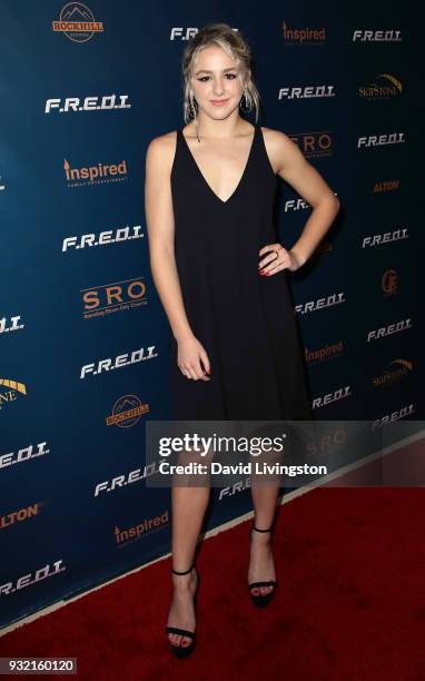 Actress Chloe Lukasiak attends a screening of Inspired Family Entertainment's "F.R.E.D.I." at Landmark Theatre on March 14, 2018 in Los Angeles,...