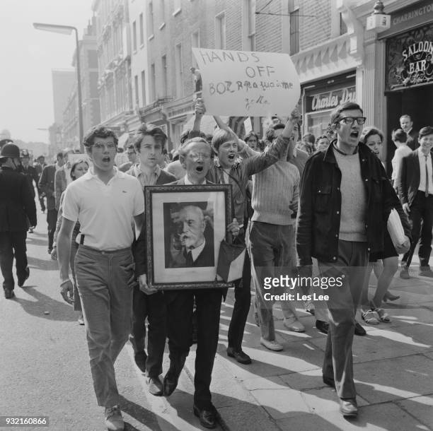 Czechs at an Anti-USSR protest following the Soviet invasion of Czechoslovakia, London, UK, 26th August 1968.