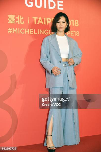 Singer Jolin Tsai attends Michelin Guide Taipei 2018 gala dinner on March 14, 2018 in Taipei, Taiwan of China.