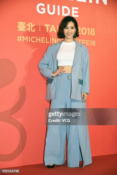 Singer Jolin Tsai attends Michelin Guide Taipei 2018 gala dinner on March 14, 2018 in Taipei, Taiwan of China.