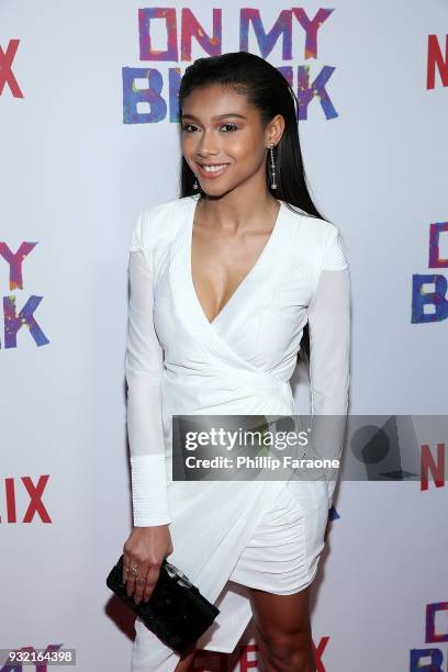 Sierra Capri attends the premiere of Netflix's "On My Block" at NETFLIX on March 14, 2018 in Los Angeles, California.