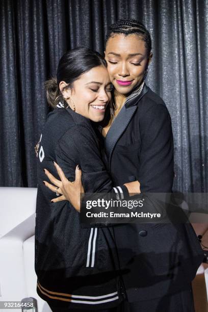 Gina Rodriguez and Sonequa Martin-Green attend 'CBS Hosts The EYEspeak Summit' at Pacific Design Center on March 14, 2018 in West Hollywood,...