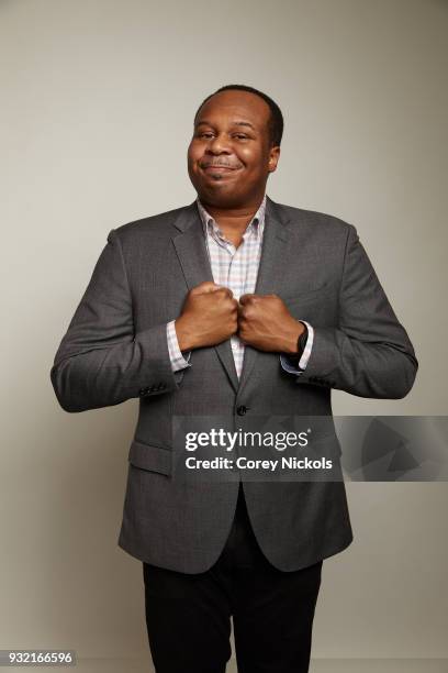 Comedian Roy Wood Jr. From the Comedy Central's "The Daily Show" poses for a portrait in the Getty Images Portrait Studio Powered by Pizza Hut at the...