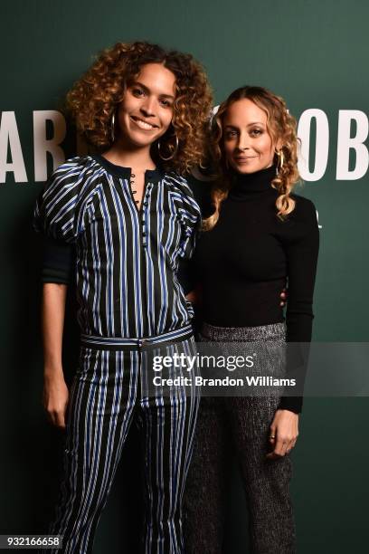 Poet Cleo Wade and fashion designer Nicole Richie pose for portraits before the signing and discussion of their new book "Heart Talk" at Barnes &...