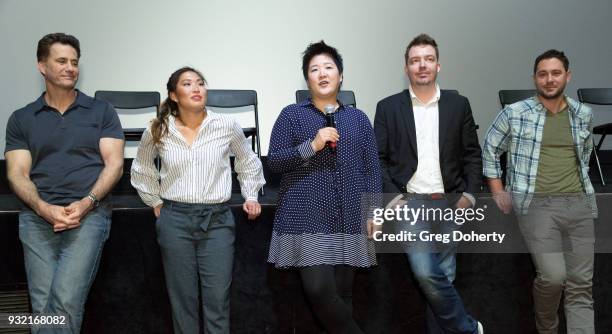 Michael Lowry, Jenna Ushkowitz, Kat Moon, Jan Daube and Johnathan Tchaikovsky attends the "Yellow Fever" Los Angeles Feature Film Premiere And Q&A at...