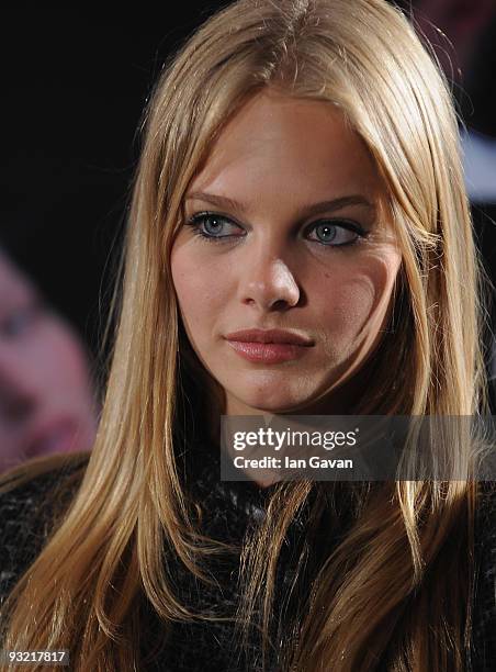 Model Marloes Horst;attends the 2010 Pirelli Calendar Launch press conference at the Intercontinental Hotel, Park Lane on November 19, 2009 in...