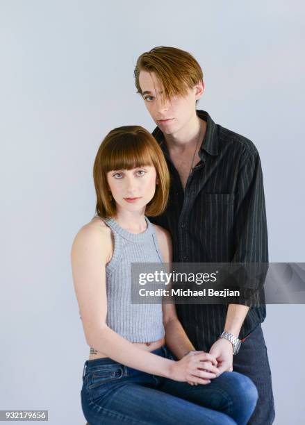 Dylan Snyder and Allisyn Arm pose for portrait at The Artists Project Giveback Day on March 14, 2018 in Los Angeles, California.