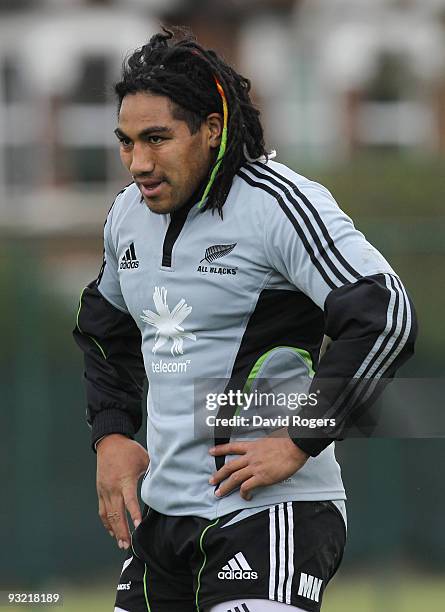 Ma'a Nonu looks on during the All Blacks training session held at Latymers School on November 19, 2009 in London, England.