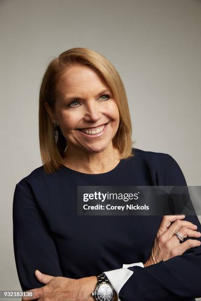 Katie Couric from the show "America Inside Out with Katie Couric" poses for a portrait in the Getty Images Portrait Studio Powered by Pizza Hut at...