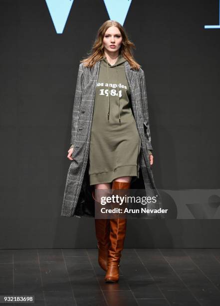 Model walks the runway wearing Siwy Denim at Los Angeles Fashion Week Powered by Art Hearts Fashion LAFW FW/18 10th Season Anniversary at The...