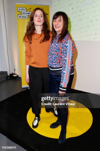 Celine Deveaux and Sylvie Pialat attend "la Fete du Court Metrage" on March 14, 2018 in Paris, France.