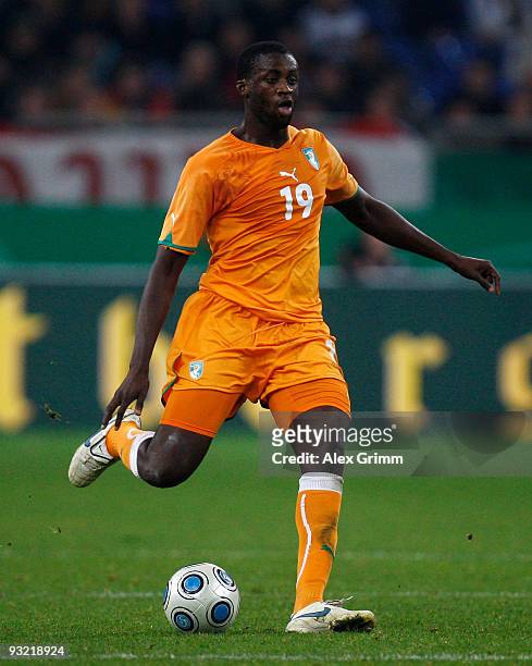 Yaya Toure of Ivory Coast runs with the ball during the International friendly match between Germany and the Ivory Coast at the Schalke Arena on...
