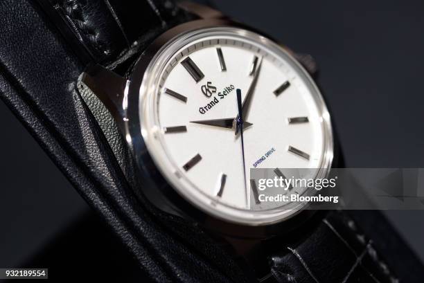 Grand Seiko SBGD201 is arranged for a photograph at the Seiko Premium Boutique store, operated by Seiko Watch Corp., in the Ginza district of Tokyo,...