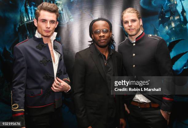 James Kennedy, Edmund Prieto and Jeremy Madix attend Kyle Chan's Dark Disney Birthday Party at Sofitel Hotel on March 14, 2018 in Los Angeles,...