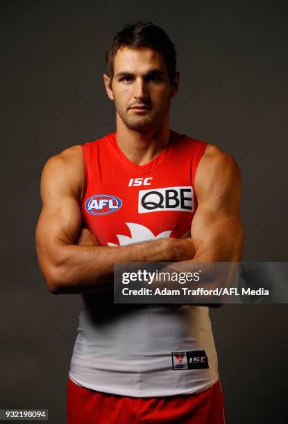 Josh Kennedy of the Swans poses during the AFL Captains Day at Etihad Stadium on March 15, 2018 in Melbourne, Australia.