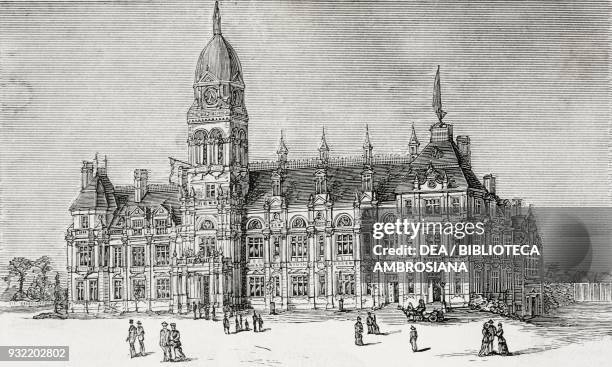 The new Town Hall of which the memorial stone was laid on October 9 by Lord Edward Cavendish, Eastbourne, United Kingdom, illustration from the...