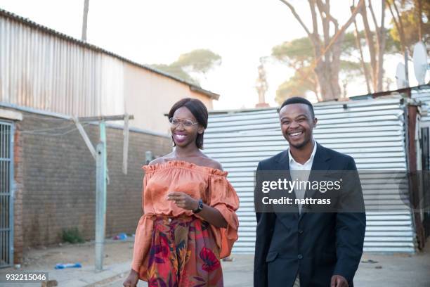 black colleagues walking together - township stock pictures, royalty-free photos & images