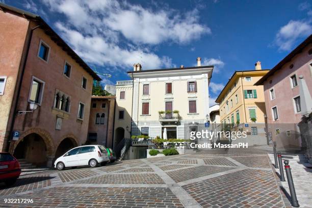little square in bini street - gemona del friuli stock pictures, royalty-free photos & images