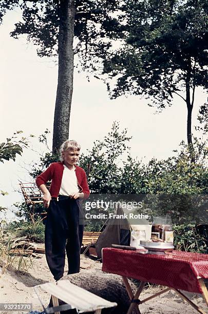 girl at the camping near the beach - archival camping stock pictures, royalty-free photos & images