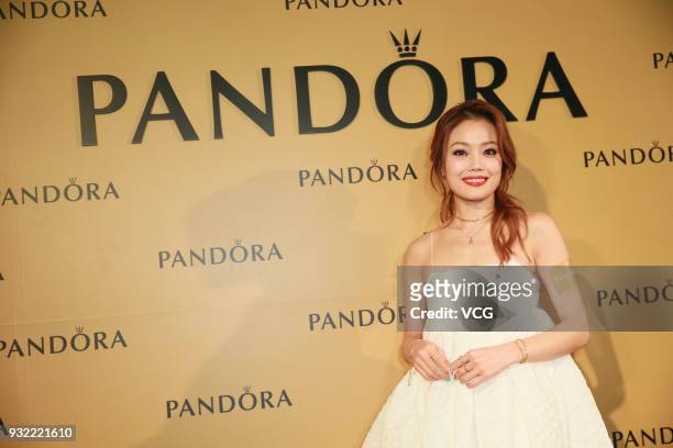 Singer Joey Yung attends Pandora's new product launch conference on March 14, 2018 in Hong Kong, China.