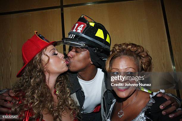 Mariah Carey, Nick Cannon and his mother attend a Halloween party at Marquee on October 30, 2008 in New York City.