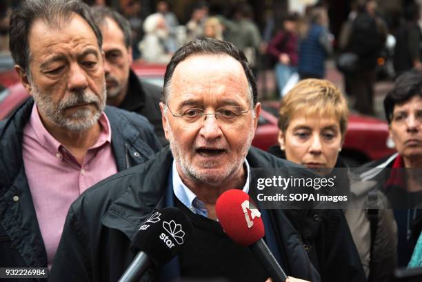 Panagiotis Lafazanis a greek politician seen giving a speech during a demonstration against property foreclosure auctions. Demonstration against...