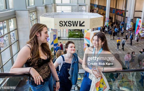 Leah Lane, Cara Hunter, and Eliette Chanezon attend SXSW at the Austin Convention Center on March 14, 2018 in Austin, Texas.