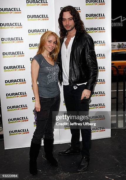 Tony Award Nominees Kerry Butler and Constantine Maroulis attend the 2009 Duracell Power Rovers unveiling in Times Square on November 19, 2009 in New...