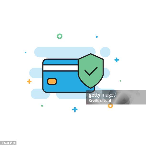 safe payment flat line icon - change password stock illustrations