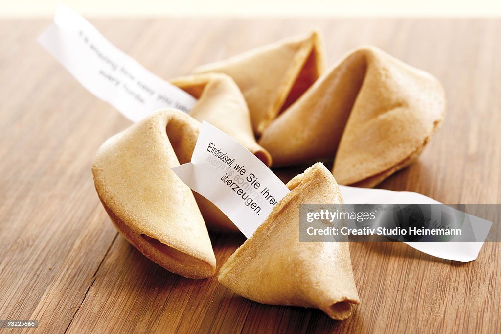 Fortune cookies, close-up