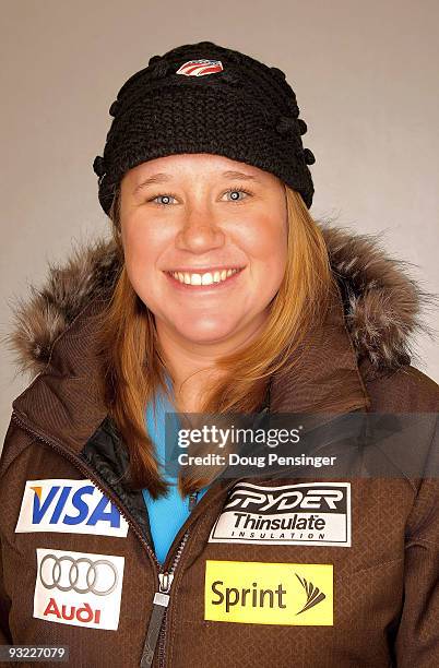 Alice McKennis of the Women's US Alpine Ski Team poses for a portrait during media day on November 19, 2009 in Copper Mountain, Colorado.