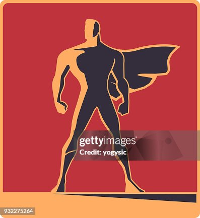 Vector Retro Male Superhero Silhouette Illustration Vector Retro Male Superhero Silhouette Illustration