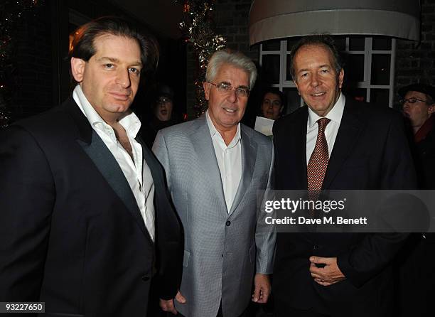 Jamie Barber, Max Clifford and Bruce Dundas attend the Armani Charity Auction in aid of Great Ormond Street Hospital, at Hush on November 19, 2009 in...