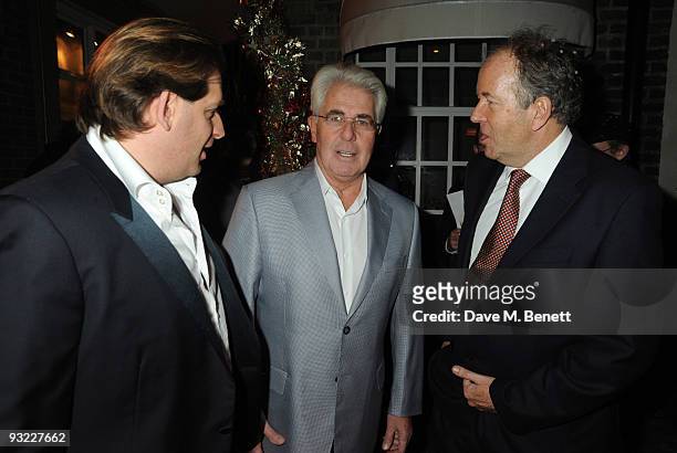 Jamie Barber, Max Clifford and Bruce Dundas attend the Armani Charity Auction in aid of Great Ormond Street Hospital, at Hush on November 19, 2009 in...