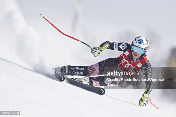 Tina Weirather of Liechtenstein competes during the Audi FIS Alpine Ski World Cup Finals Men's and Women's Super G on March 15, 2018 in Are, Sweden.