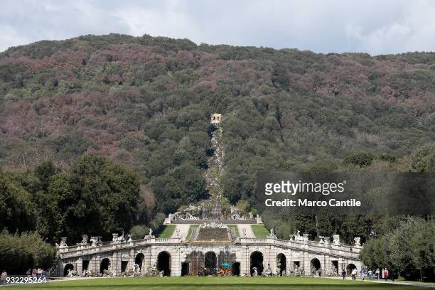 View of the avenue in the park of the Royal Palace of Caserta.