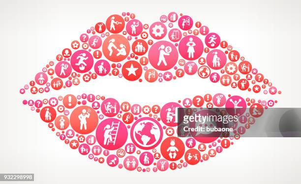 lips  women girl power icons vector background - word of mouth stock illustrations