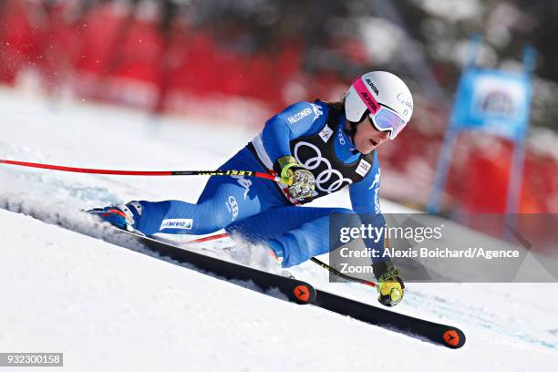 Nadia Fanchini of Italy competes during the Audi FIS Alpine Ski World Cup Finals Men's and Women's Super G on March 15, 2018 in Are, Sweden.