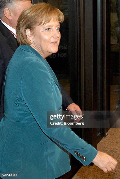 Angela Merkel, Germany's chancellor, arrives for the European Union Summit at the EU headquarters in Brussels, Belgium, on Thursday, Nov. 19, 2009....