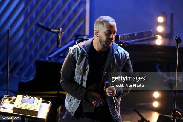 French singer Slimane takes part in the gala celebrating the 100th anniversary of the creation of the French League against cancer in the Cité des...