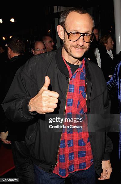 Photographer Terry Richardson arrives at the 2010 Pirelli Calendar launch party at Old Billingsgate on November 19, 2009 in London, England.