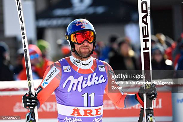 Aksel Lund Svindal of Norway competes during the Audi FIS Alpine Ski World Cup Finals Men's and Women's Super G on March 15, 2018 in Are, Sweden.