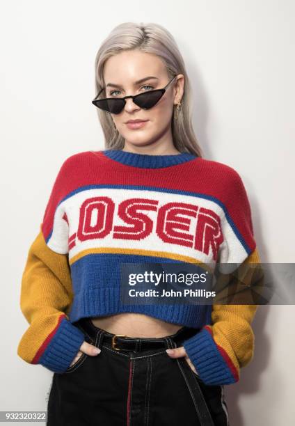 Anne Marie visits Kiss FM Studio's on March 15, 2018 in London, England.