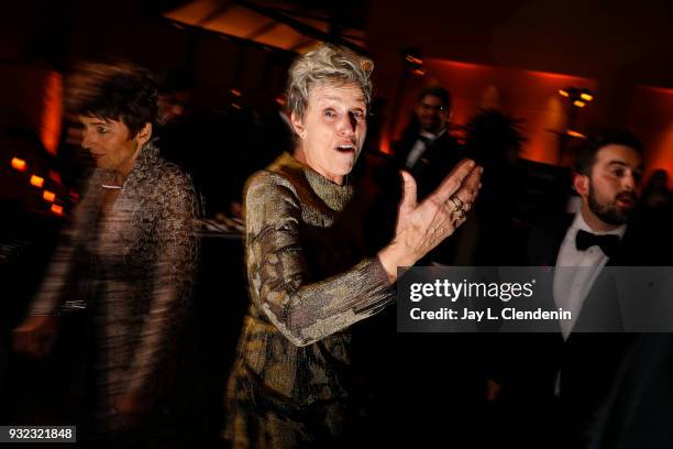 March 4, 2018--Best Actress Oscar winner Frances McDormand, walks past the photographer and says, "I've lost my Oscar!," while leaving the Governor's...