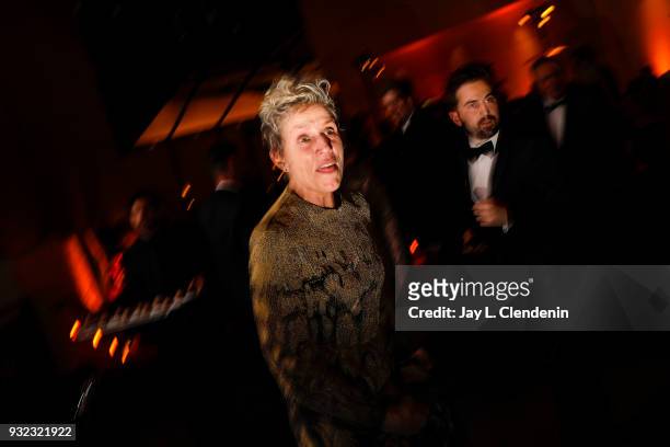 March 4, 2018--Best Actress Oscar winner Frances McDormand, walks past the photographer and says, "I've lost my Oscar!," while leaving the Governor's...