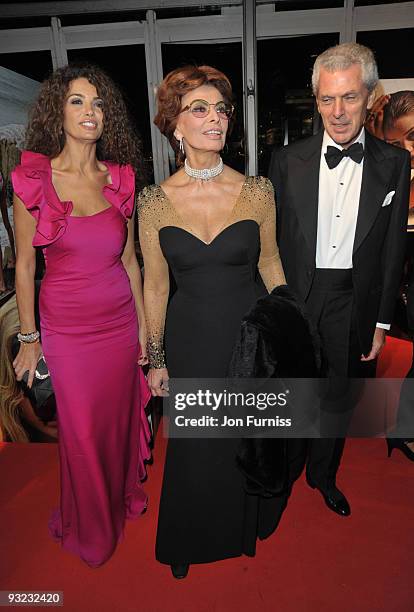 Sophia Loren attends the cocktail reception for the launch of the 2010 Pirelli Calendar at Old Billingsgate Market on November 19, 2009 in London,...