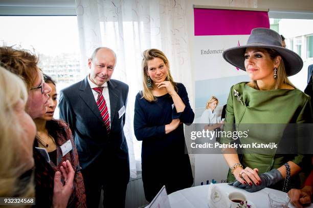 Queen Maxima of The Netherlands opens the Expertise Center for Endometriosis in Balance at HMC Bronovo Hospital on March 15, 2018 in The Hague,...