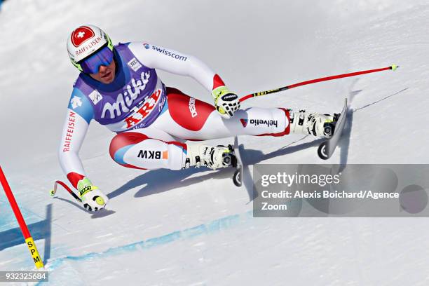 Beat Feuz of Switzerland competes during the Audi FIS Alpine Ski World Cup Finals Men's and Women's Super G on March 15, 2018 in Are, Sweden.